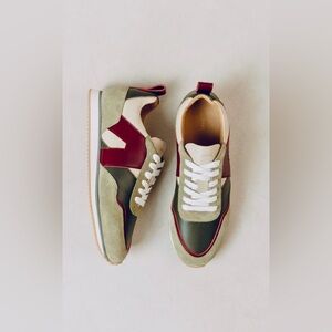 Alohas TB015 Sneaker, Brown, Burgundy & Green, Women’s Size 8